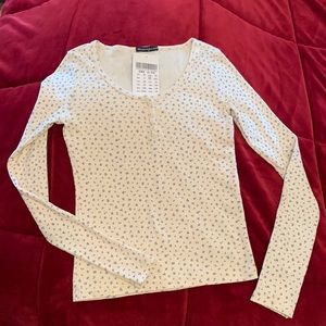 Brandy Melville cream Henley with blue flower print